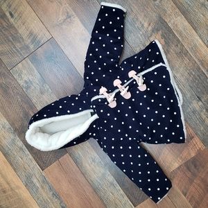 Cynthia Rowley Navy & White Polka Dot Corduroy Hooded Jacket, Size 6-9 Months